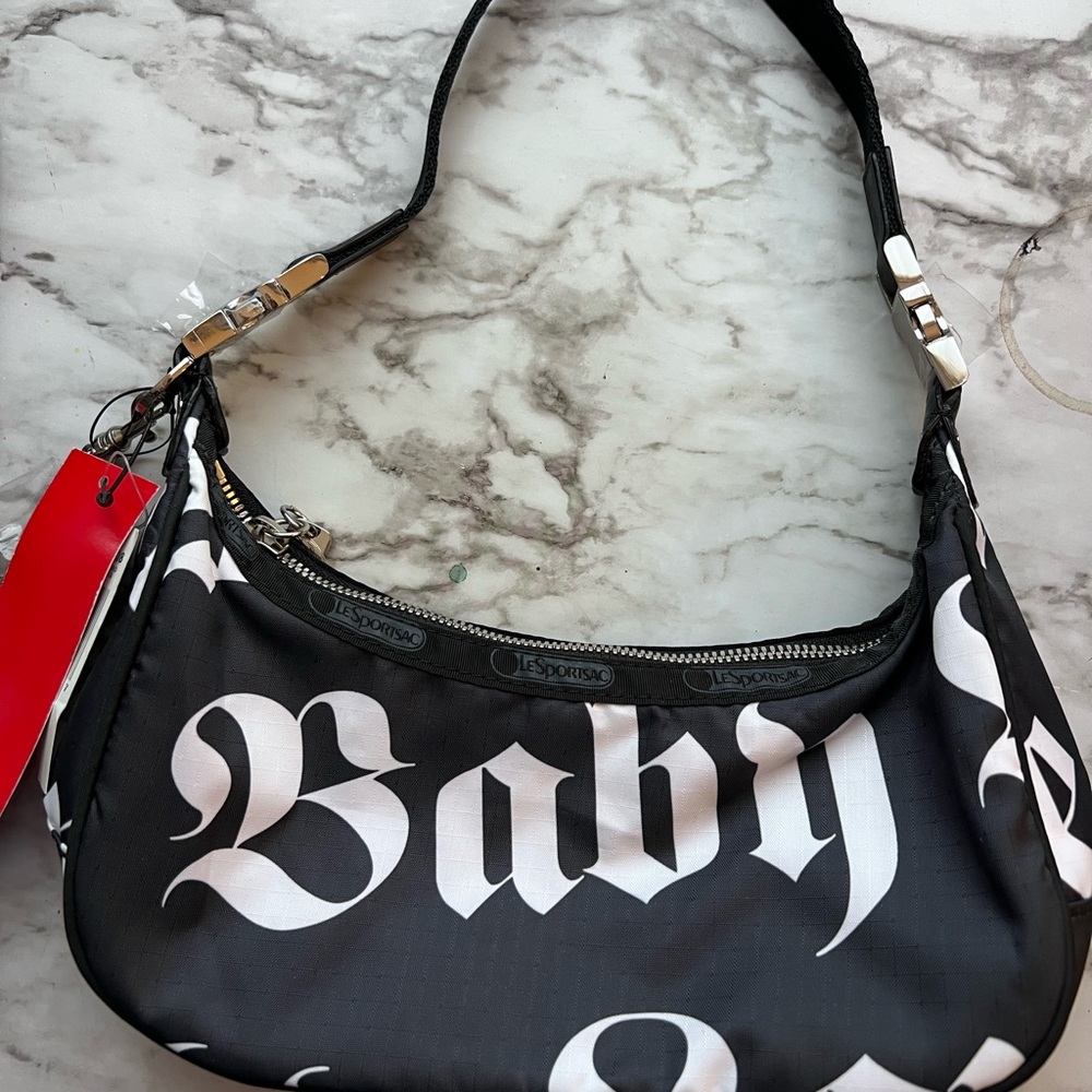 Black and White Gothic Crescent Shoulder Bag L.A.M.B.